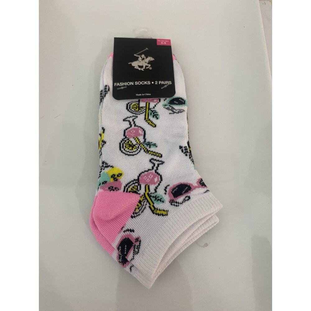 2 pair women's Drink And Ice Cream, Sunglasses And Stripes Socks Size 5-9